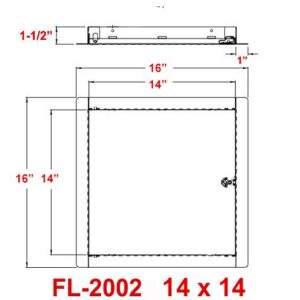 Premier 2002 Series Steel Access Door, 14 x 14 Flush Universal Mount, White (Keyed Cylinder Latch)