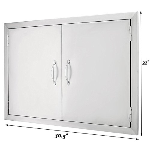 SHZOND 30.5" W x21 H BBQ Access Door 304 Stainless BBQ Island Door Heavy Duty Double Door Great for Outdoor Kitchen