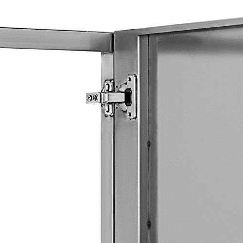 Mophorn Outdoor Kitchen Access 30"x 23" Wall Construction Stainless Steel Flush Mount for BBQ Island, 30W x 23H, Double Door with Built-in Basket