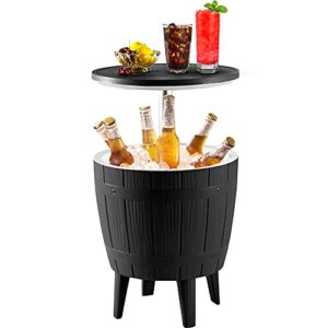 yitahome cooler table outdoor,3-in-1 height adjustable cooler side table,9.8 gallon patio cooler with drainage plug for deck pool party