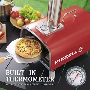 PIZZELLO Portable Pellet Pizza Oven Outdoor Wood Fired Pizza Ovens Included Pizza Stone, Pizza Peel, Fold-up Legs, Cover, Pizzello Forte (Red)