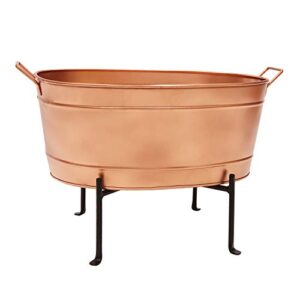 achla designs c-81c-s1 classic galvanized tub and stand, copper and black