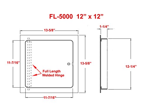 Premier 5000 Series Commercial Grade Steel Access Door, 12 x 12 Flush Universal Mount, White (Screwdriver Latch)