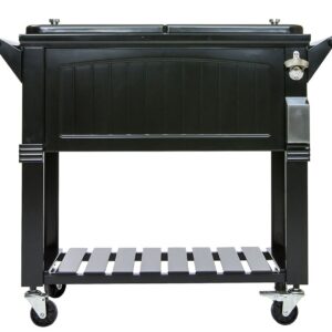 Permasteel 80 Quart Portable Rolling Patio Party Cooler in Antique Black