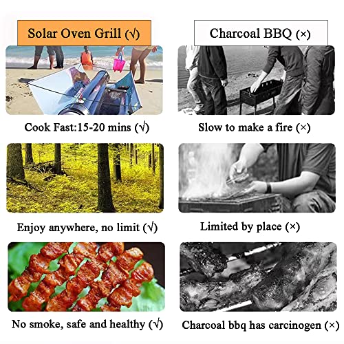 HYUNLAI Solar Oven Solar BBQ Cooker Compact Sun Oven 3.3lbs Large Capacity Camp Stove Portable BBQ Grill for Outdoor Travel Camping Backpacking Family Party