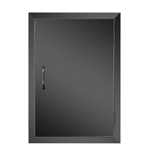 Anfrere 17" W x 24" H Outdoor Kitchen Doors, Premium 304 Stainless Steel Black BBQ Island Panel Access Door for Outside Kitchen Commercial Grilling Station Barbeque Oven Storage Cabinet Door, 1724LB