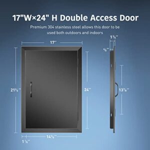Anfrere 17" W x 24" H Outdoor Kitchen Doors, Premium 304 Stainless Steel Black BBQ Island Panel Access Door for Outside Kitchen Commercial Grilling Station Barbeque Oven Storage Cabinet Door, 1724LB