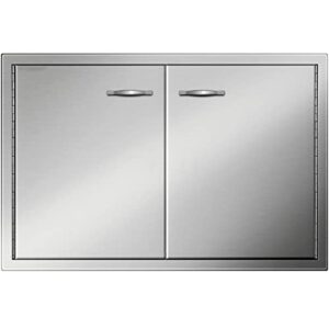 mophorn bbq access door 33w x 22h inch, double bbq door stainless steel, outdoor kitchen doors for bbq island, grilling station, outside cabinet