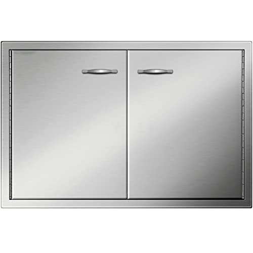 Mophorn BBQ Access Door 33W x 22H Inch, Double BBQ Door Stainless Steel, Outdoor Kitchen Doors for BBQ Island, Grilling Station, Outside Cabinet