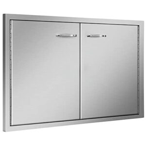 Mophorn BBQ Access Door 33W x 22H Inch, Double BBQ Door Stainless Steel, Outdoor Kitchen Doors for BBQ Island, Grilling Station, Outside Cabinet