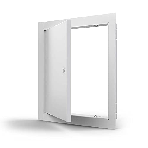 Acudor ED-2002 18 x 18 Inch Universal Flush Mount Access Panel Door Service Hatch with Stainless Steel Cam Latch & Continuous Concealed Hinge, White