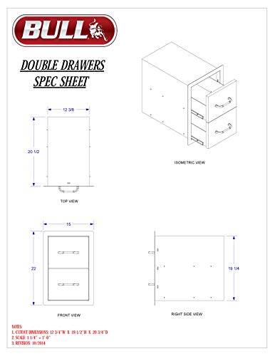 Bull Outdoor Products 56985 Double Drawer, Stainless Steel