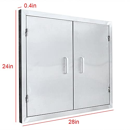 Outdoor Kitchen Door 28"x24" BBQ Double Doors Outdoor Oven Kitchen Stainless Steel Access Door