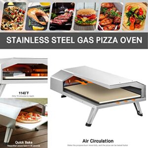 BIG HORN OUTDOORS 12 Gas Pizza Oven - Stainless Steel Outdoor Pizza Oven - Portable Gas Pizza Oven For Stone Baked Pizzas – Great For Any Outdoor Kitchen