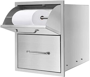 karpevta outdoor drawers w16xh20xd20 double access drawer with paper towel holder bbq drawers for outdoor kitchen grilling station