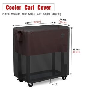 Hengme Cooler Cart Cover,Outdoor Beverage Cart Patio Ice Chest Protective Covers,Waterproof 420D Heavy-Duty Cooler Cart Cover for Patio Kitchen Island Bar Cart (37‘’ x 21‘’ x 32‘’)