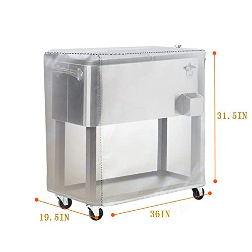 Patio Cooler Cart Cover Waterproof, 600D Outdoor Cooler Chest Cover Universal Fit Most 80 QT (Patio Cooler On Wheels, Beverage Cart, Rolling Ice Chest, Party Cooler), 36" L x 19.5" W x 31.5" H