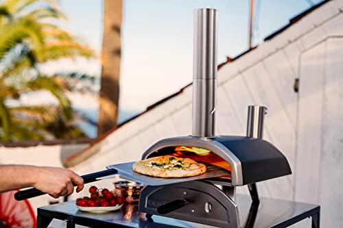 Ooni Fyra 12 Hard Wood Pellet Fired Outdoor Pizza Oven + Ooni 12" Pizza Peel + Ooni Infrared Thermometer - Outdoor Kitchen Pizza Making Oven Bundle