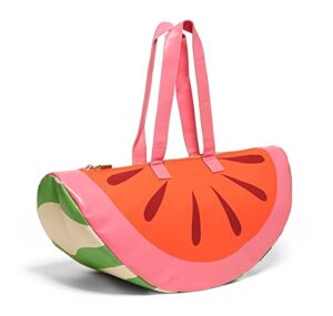 ban.do super chill cooler bag, insulated bag with shoulder straps, soft sided cooler, cute portable cooler for picnics or beach days, watermelon 2.0