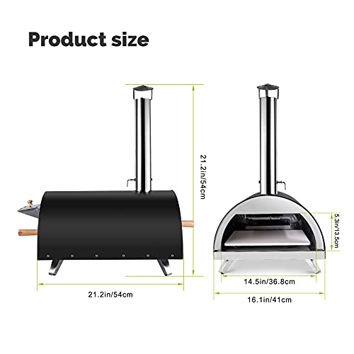 CHANGE MOORE 12 Inch Outdoor Pizza Oven Wood Fired with Insulated Lining, Portable Wood Pellet Pizza Oven with Cover, Pizza Stone, and Thermometer