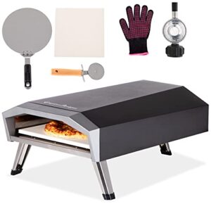 captiva designs portable outdoor pizza oven, gas pizza oven for 13" pizza, propane pizza maker with necessary accessories - ideal for any outdoor kitchen