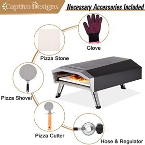 Captiva Designs Portable Outdoor Pizza Oven, Gas Pizza Oven for 13" Pizza, Propane Pizza Maker with Necessary Accessories - Ideal for Any Outdoor Kitchen