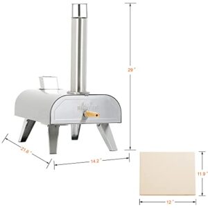 BIG HORN Pizza Oven, Outdoor Portable Pellet Pizza Oven Rapid Heating Stainless Steel with Natural Pellet Pizza Maker Pizza Machine