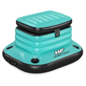 bestway hydro-force glacial sport 9.43 gallon vinyl inflatable floating cooler with integrated cupholders for pools, beaches, and lakes, teal