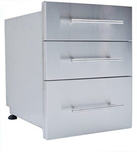sunstone de-td23 designer series raised style height triple drawer, 18" x 23", stainless steel