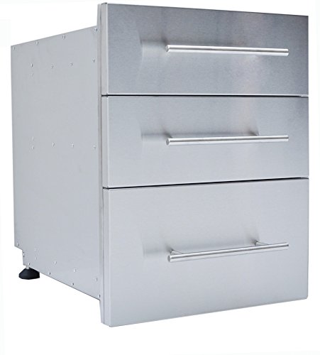 SUNSTONE DE-TD23 Designer Series Raised Style Height Triple Drawer, 18" x 23", Stainless Steel