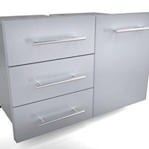 SUNSTONE DE-TD23 Designer Series Raised Style Height Triple Drawer, 18" x 23", Stainless Steel