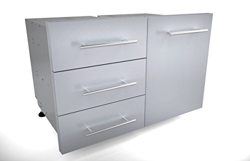 SUNSTONE DE-TD23 Designer Series Raised Style Height Triple Drawer, 18" x 23", Stainless Steel