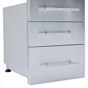 SUNSTONE DE-TD23 Designer Series Raised Style Height Triple Drawer, 18" x 23", Stainless Steel