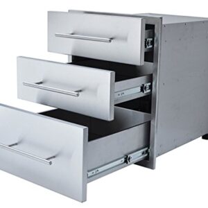 SUNSTONE DE-TD23 Designer Series Raised Style Height Triple Drawer, 18" x 23", Stainless Steel