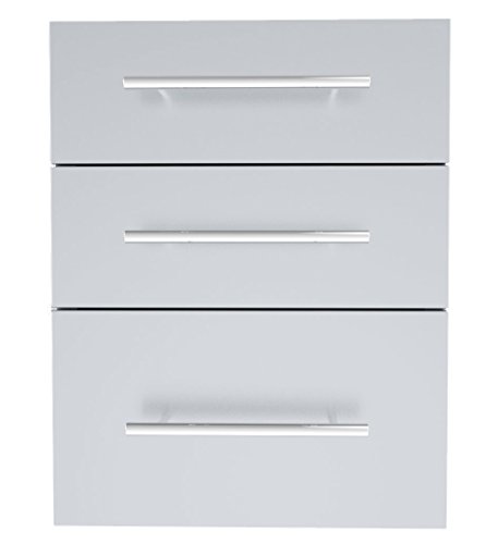 SUNSTONE DE-TD23 Designer Series Raised Style Height Triple Drawer, 18" x 23", Stainless Steel