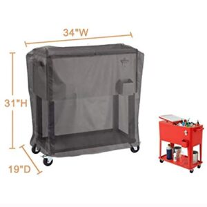 Hysbame Grey Cooler Cover Universal Waterproof Durable Rolling Cooler Patio ，Fits Most 80 Quart Rolling Cooler Cart Cover, Outdoor Beverage Cart, Patio Ice Chest Protective Covers