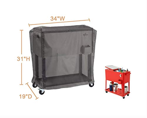 Hysbame Grey Cooler Cover Universal Waterproof Durable Rolling Cooler Patio ，Fits Most 80 Quart Rolling Cooler Cart Cover, Outdoor Beverage Cart, Patio Ice Chest Protective Covers