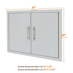 Stanbroil BBQ Double Access Door with Paper Towel Holder and Shelf, 31" W x 25" H, 304 Stainless Steel Outdoor Kitchen Doors for BBQ Island, Outside Cabinet, Grilling Station