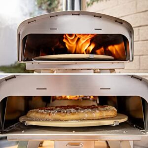 Mimiuo Wood Pellet Pizza Oven Stainless Outdoor Portable Steel Wood Fired Pizza Oven Kit with13" Pizza Stone, Foldable Pizza Peel and Automatic Rotation System (Tisserie W-Oven Series)