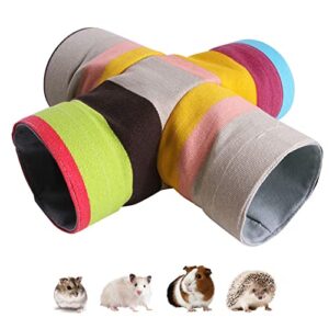 jwshang 4 way guinea pig tunnels and tubes, small animals activity play tunnel, hedgehog hideout hideaway for small pets, dwarf hamster, baby guinea pig, mice, gerbil rat