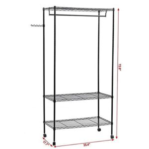 3-Tier Closet Organizer Metal Garment Rack Portable Clothes Hanger Home Shelf