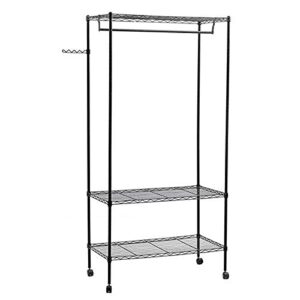 3-Tier Closet Organizer Metal Garment Rack Portable Clothes Hanger Home Shelf