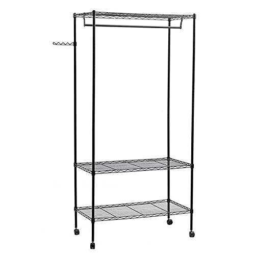 3-Tier Closet Organizer Metal Garment Rack Portable Clothes Hanger Home Shelf