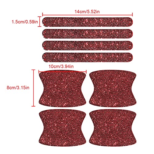 Bohisen 8pcs Bling Car Kit Car Door Handle Protector Shiny Rhinestones Scratch-Resistant Stickers Door Cup Handle Protective Film for Car