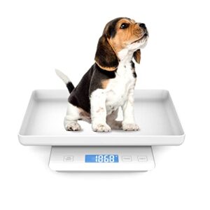 multifunctional newborn pet scale with a tray to weigh cats and puppy, 33lbs with accuracy ±0.03oz, suitable for pets and kitchen use, tray size 11.5"x 9"in (white)