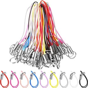 frienda 200 pieces lanyard phone ring strap for mobile lariat lanyard cell phone split ring strap sliver tone split ring cellphone strap charm cords for cellphone usb drive keychain diy (mixed color)