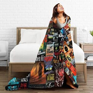 The Full Collection of Stephen King Books Flannel Blanket Lightweight Cozy Bed Blankets Soft Throw Blanket Fit Couch Sofa Suitable for All Season50 X40