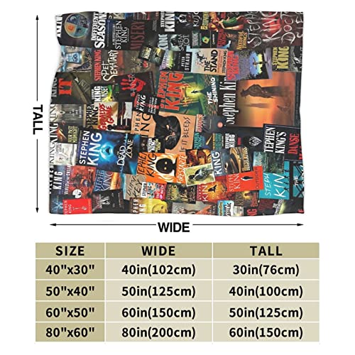 The Full Collection of Stephen King Books Flannel Blanket Lightweight Cozy Bed Blankets Soft Throw Blanket Fit Couch Sofa Suitable for All Season50 X40