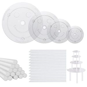 fashionclubs plastic cake dowel rods set, 20pcs 9.4" white cake sticks support rods, 12pcs 7" clear cake stacking dowels, 4pcs cake separator plates for tiered cakes 4, 6, 8, 10 inch