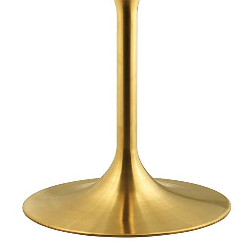 Hawthorne Collections Mid-Century 40" Round Faux Marble Top Pedestal Dining Table in Gold